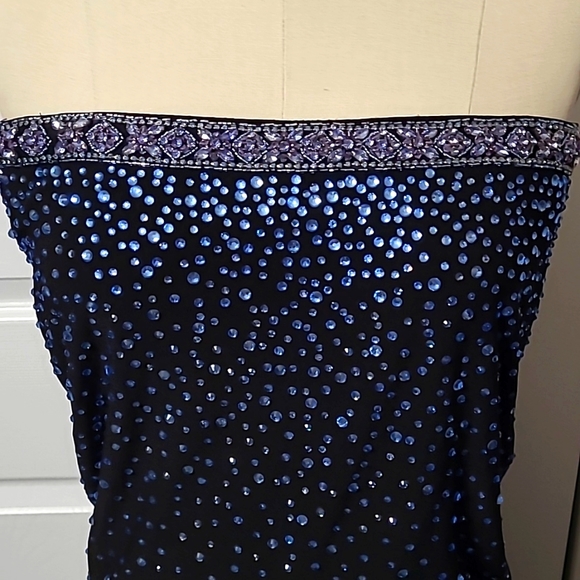 Morilee Madeline Gardner Beautiful Dress Black blue stones, Size 00 - Picture 2 of 12
